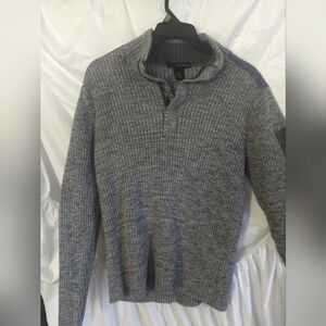 Calvin‎ Klein Men's Gray Ribbed Quarter-Zip Sweater X-Large